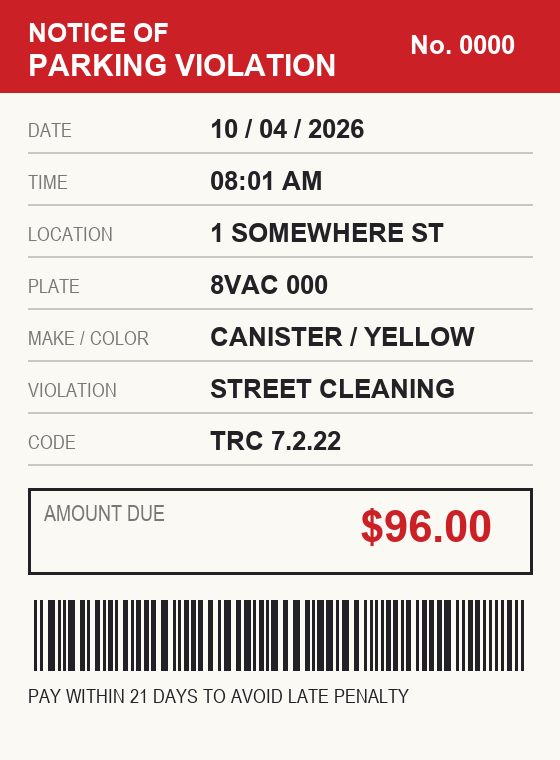 A parking citation slip